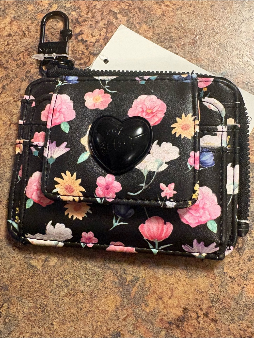 Betsey Johnson XO French
Black Floral Card Wallet
Keychain Mini - NWT